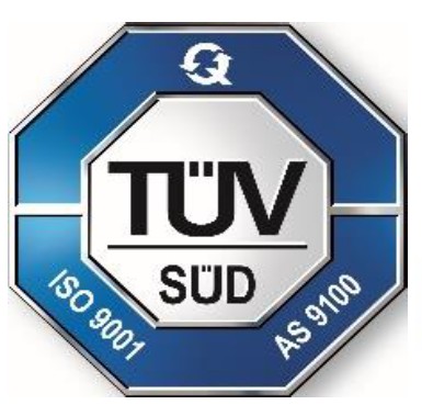 View certificate TÜV SÜD — AS 9100 and ISO 9001 certified